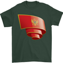 Curled Montenegro Flag Montenegrin Day Football Mens T-Shirt 100% Cotton Forest Green