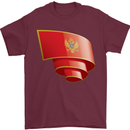 Curled Montenegro Flag Montenegrin Day Football Mens T-Shirt 100% Cotton Maroon