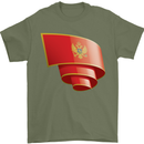 Curled Montenegro Flag Montenegrin Day Football Mens T-Shirt 100% Cotton Military Green
