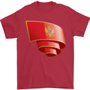 Curled Montenegro Flag Montenegrin Day Football Mens T-Shirt 100% Cotton Red