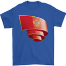 Curled Montenegro Flag Montenegrin Day Football Mens T-Shirt 100% Cotton Royal Blue