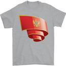 Curled Montenegro Flag Montenegrin Day Football Mens T-Shirt 100% Cotton Sports Grey