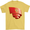 Curled Montenegro Flag Montenegrin Day Football Mens T-Shirt 100% Cotton Yellow