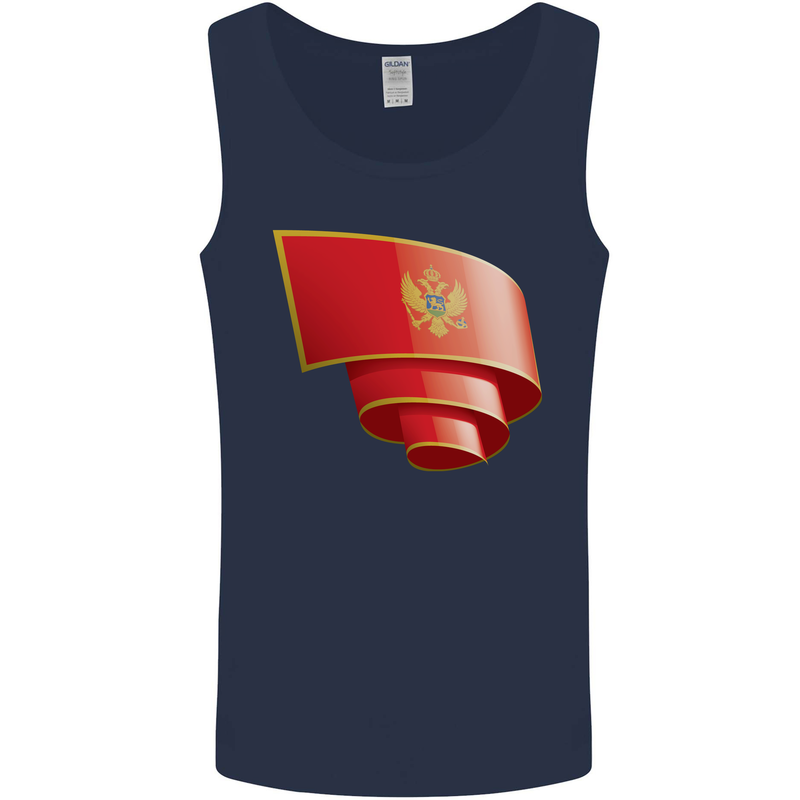 Curled Montenegro Flag Montenegrin Day Football Mens Vest Tank Top Navy Blue
