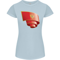 Curled Montenegro Flag Montenegrin Day Football Womens Petite Cut T-Shirt Light Blue