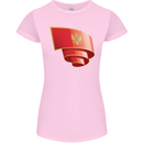 Curled Montenegro Flag Montenegrin Day Football Womens Petite Cut T-Shirt Light Pink