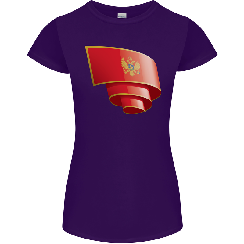 Curled Montenegro Flag Montenegrin Day Football Womens Petite Cut T-Shirt Purple