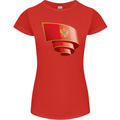Curled Montenegro Flag Montenegrin Day Football Womens Petite Cut T-Shirt Red