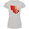 Curled Montenegro Flag Montenegrin Day Football Womens Petite Cut T-Shirt Sports Grey