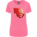 Curled Montenegro Flag Montenegrin Day Football Womens Wider Cut T-Shirt Azalea