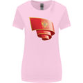 Curled Montenegro Flag Montenegrin Day Football Womens Wider Cut T-Shirt Light Pink
