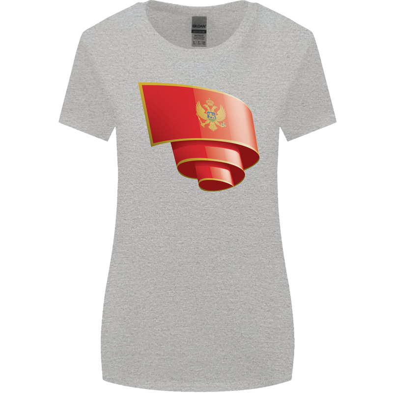 Curled Montenegro Flag Montenegrin Day Football Womens Wider Cut T-Shirt Sports Grey