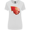 Curled Montenegro Flag Montenegrin Day Football Womens Wider Cut T-Shirt White