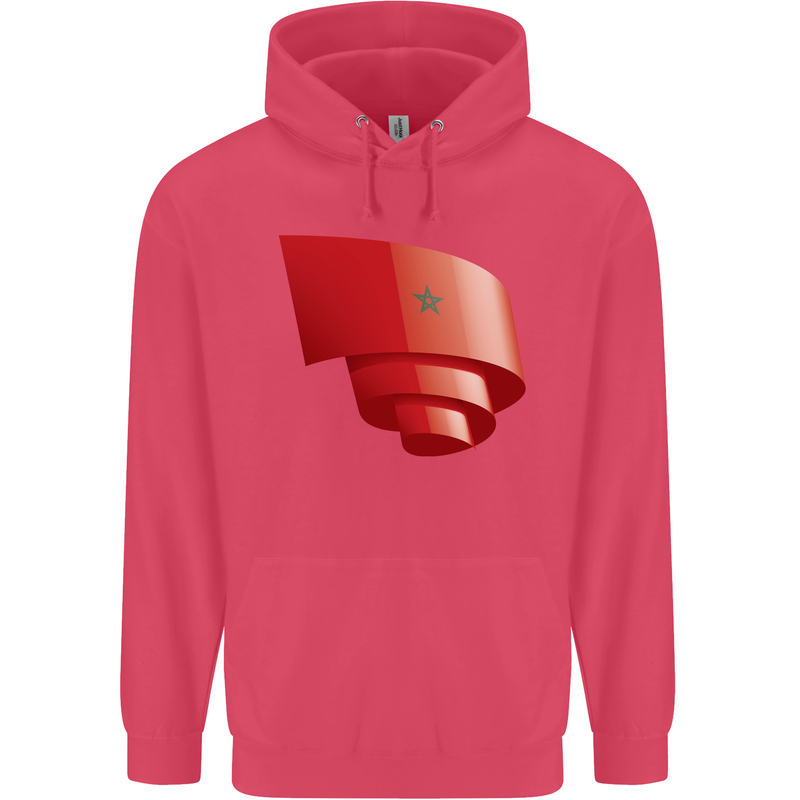 Curled Morocco Flag Moroccan Day Football Childrens Kids Hoodie Heliconia