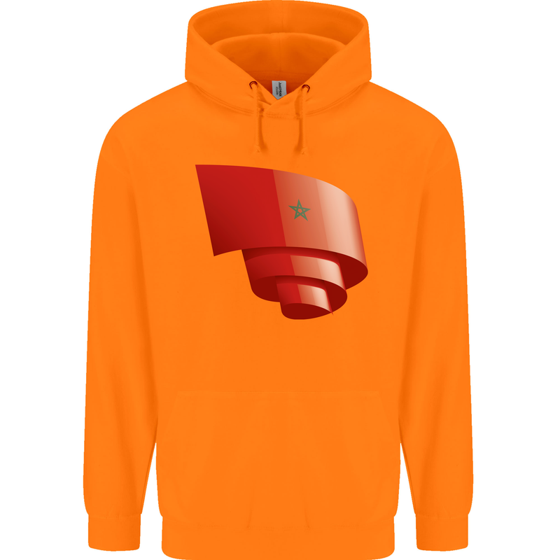 Curled Morocco Flag Moroccan Day Football Childrens Kids Hoodie Orange