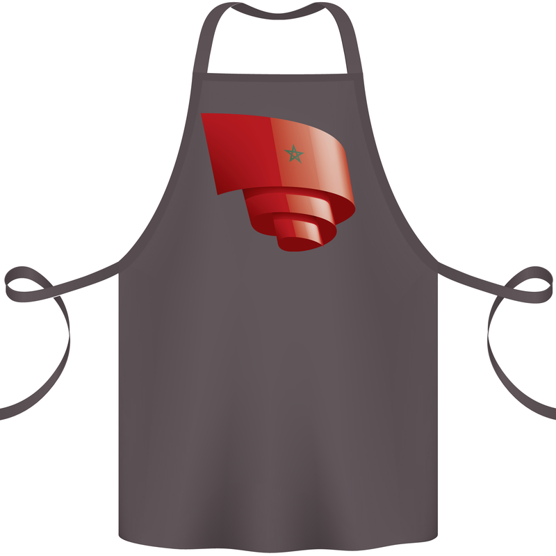 Curled Morocco Flag Moroccan Day Football Cotton Apron 100% Organic Dark Grey
