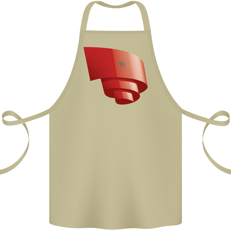 Curled Morocco Flag Moroccan Day Football Cotton Apron 100% Organic Khaki