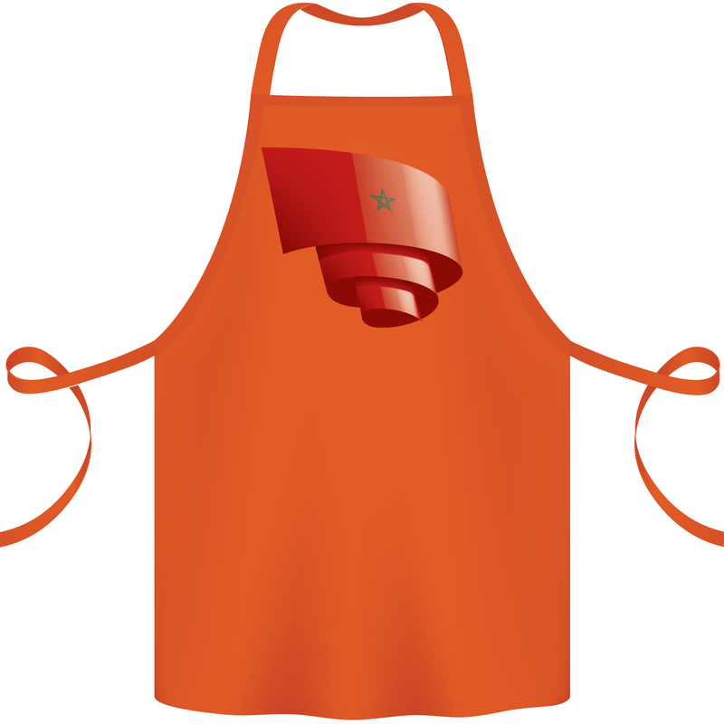 Curled Morocco Flag Moroccan Day Football Cotton Apron 100% Organic Orange