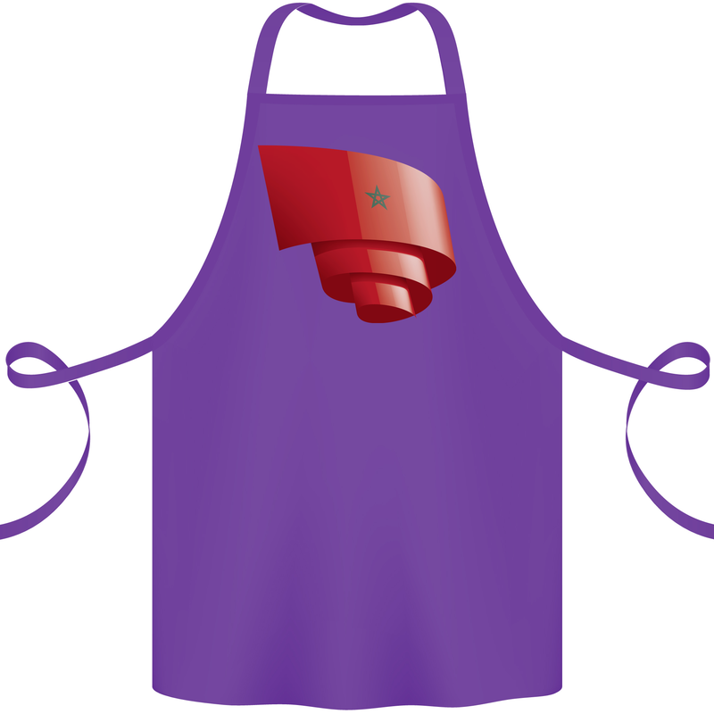 Curled Morocco Flag Moroccan Day Football Cotton Apron 100% Organic Purple