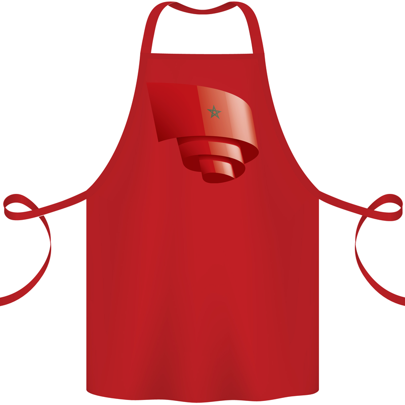 Curled Morocco Flag Moroccan Day Football Cotton Apron 100% Organic Red
