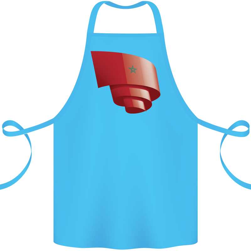 Curled Morocco Flag Moroccan Day Football Cotton Apron 100% Organic Turquoise