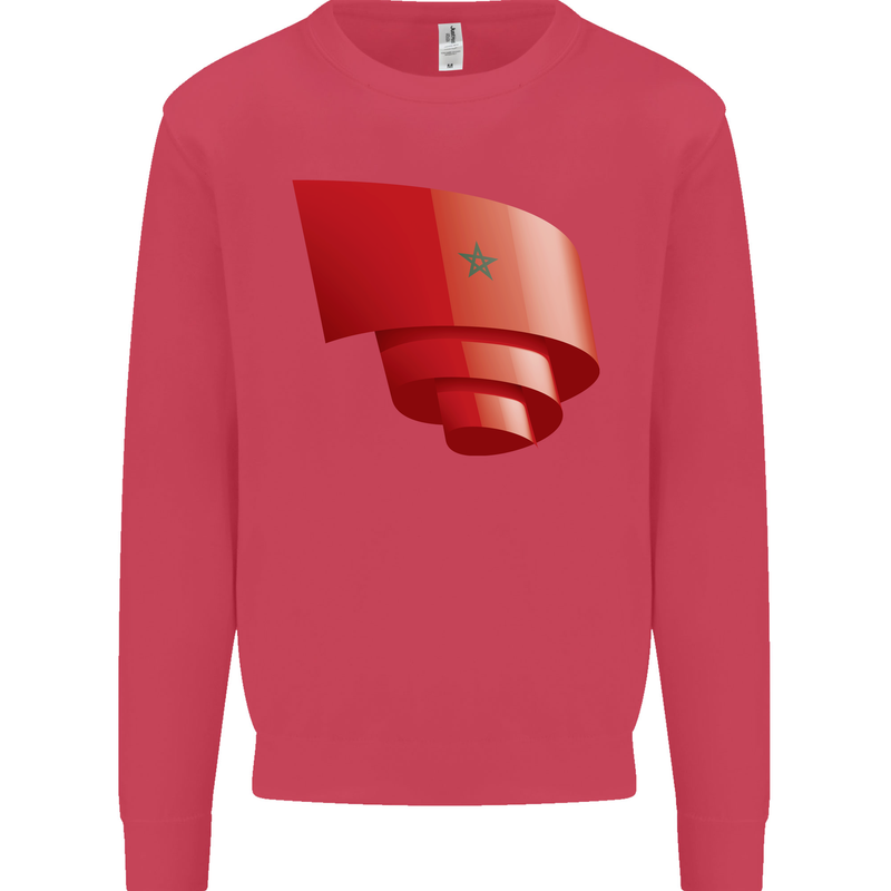 Curled Morocco Flag Moroccan Day Football Kids Sweatshirt Jumper Heliconia