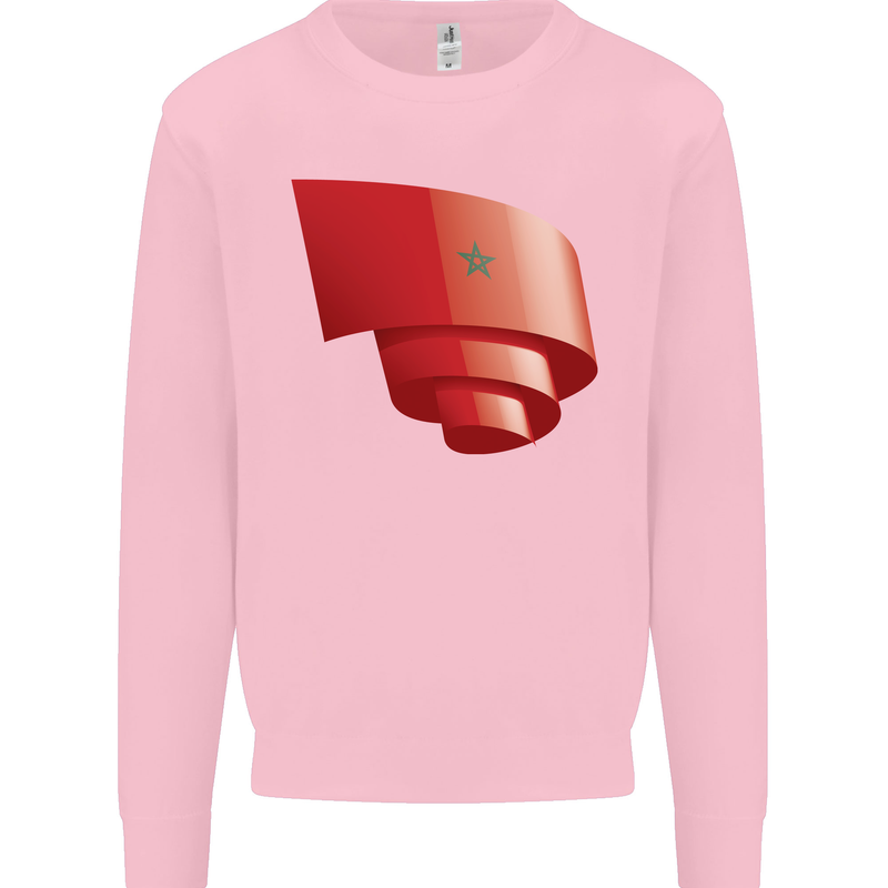 Curled Morocco Flag Moroccan Day Football Kids Sweatshirt Jumper Light Pink
