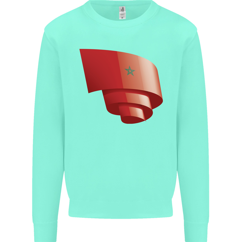 Curled Morocco Flag Moroccan Day Football Kids Sweatshirt Jumper Peppermint