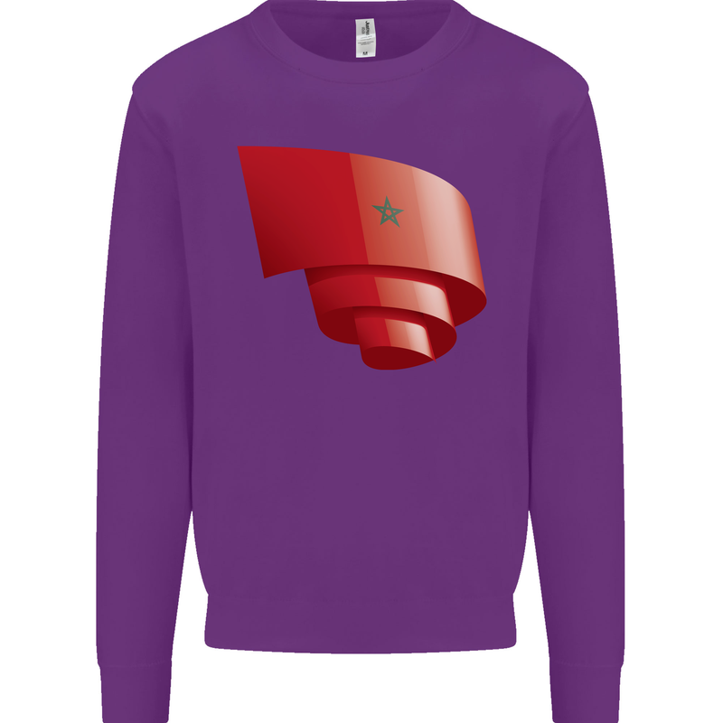 Curled Morocco Flag Moroccan Day Football Kids Sweatshirt Jumper Purple