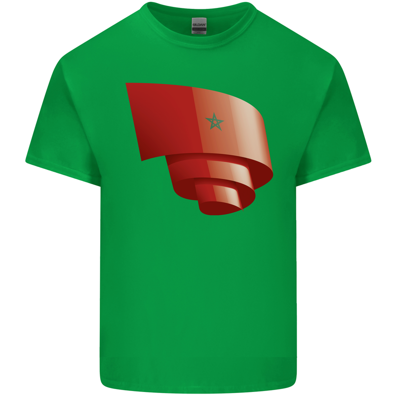 Curled Morocco Flag Moroccan Day Football Kids T-Shirt Childrens Irish Green
