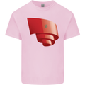 Curled Morocco Flag Moroccan Day Football Kids T-Shirt Childrens Light Pink
