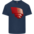 Curled Morocco Flag Moroccan Day Football Kids T-Shirt Childrens Navy Blue
