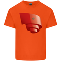 Curled Morocco Flag Moroccan Day Football Kids T-Shirt Childrens Orange