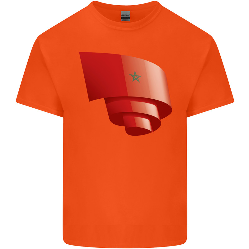 Curled Morocco Flag Moroccan Day Football Kids T-Shirt Childrens Orange