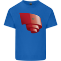 Curled Morocco Flag Moroccan Day Football Kids T-Shirt Childrens Royal Blue