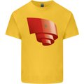 Curled Morocco Flag Moroccan Day Football Kids T-Shirt Childrens Yellow