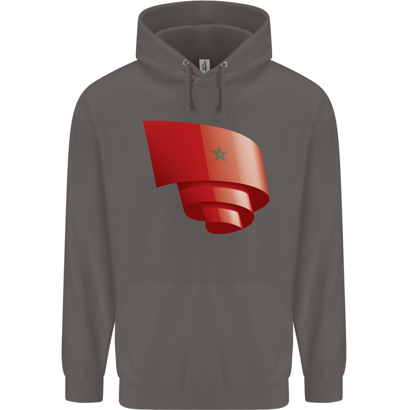 Curled Morocco Flag Moroccan Day Football Mens 80% Cotton Hoodie Charcoal