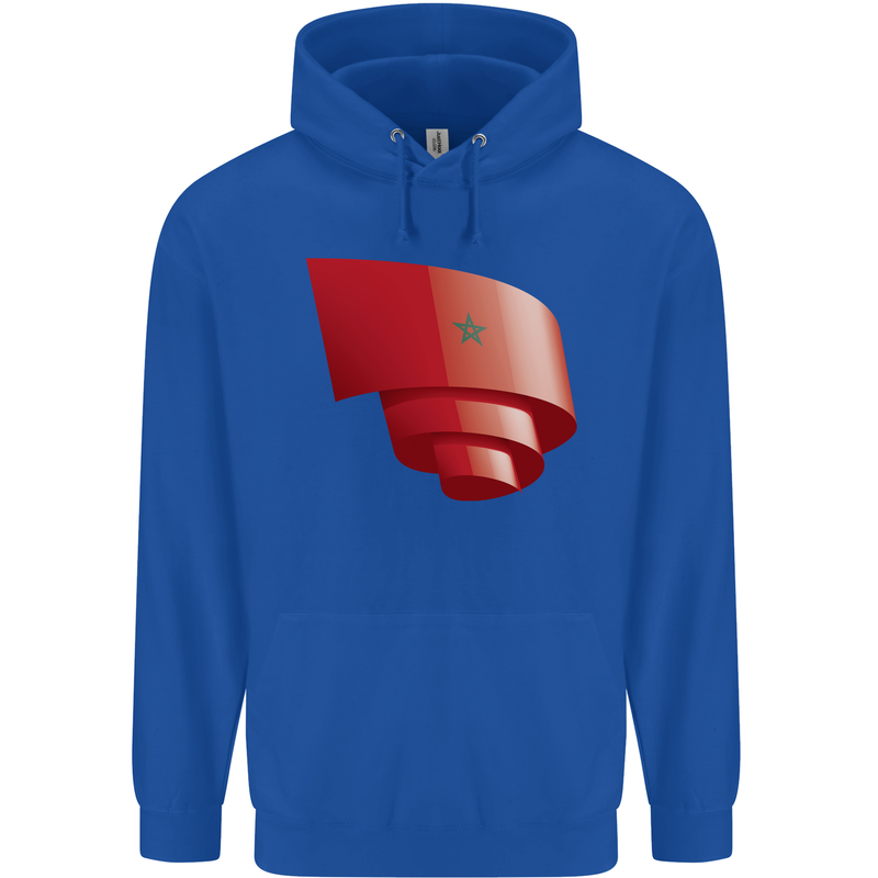 Curled Morocco Flag Moroccan Day Football Mens 80% Cotton Hoodie Royal Blue