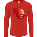 Curled Morocco Flag Moroccan Day Football Mens Long Sleeve T-Shirt Red