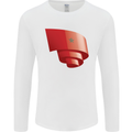 Curled Morocco Flag Moroccan Day Football Mens Long Sleeve T-Shirt White