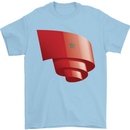 Curled Morocco Flag Moroccan Day Football Mens T-Shirt 100% Cotton Light Blue