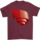 Curled Morocco Flag Moroccan Day Football Mens T-Shirt 100% Cotton Maroon