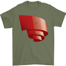 Curled Morocco Flag Moroccan Day Football Mens T-Shirt 100% Cotton Military Green