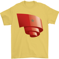 Curled Morocco Flag Moroccan Day Football Mens T-Shirt 100% Cotton Yellow