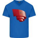 Curled Morocco Flag Moroccan Day Football Mens V-Neck Cotton T-Shirt Royal Blue