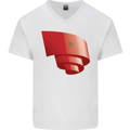Curled Morocco Flag Moroccan Day Football Mens V-Neck Cotton T-Shirt White