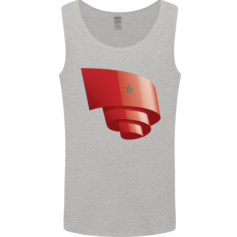 Curled Morocco Flag Moroccan Day Football Mens Vest Tank Top Sports Grey