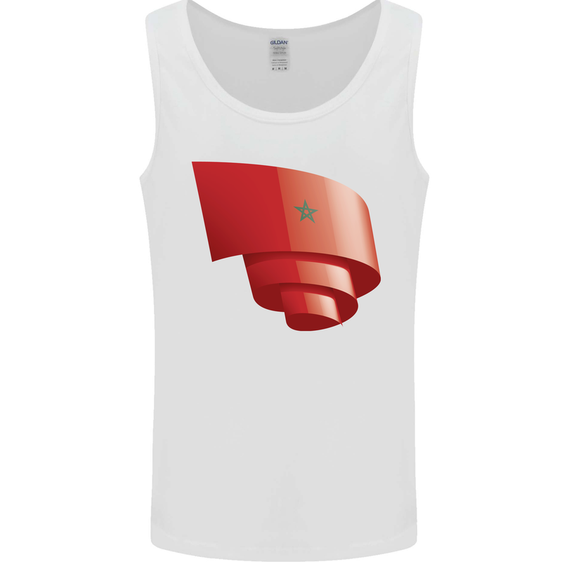 Curled Morocco Flag Moroccan Day Football Mens Vest Tank Top White