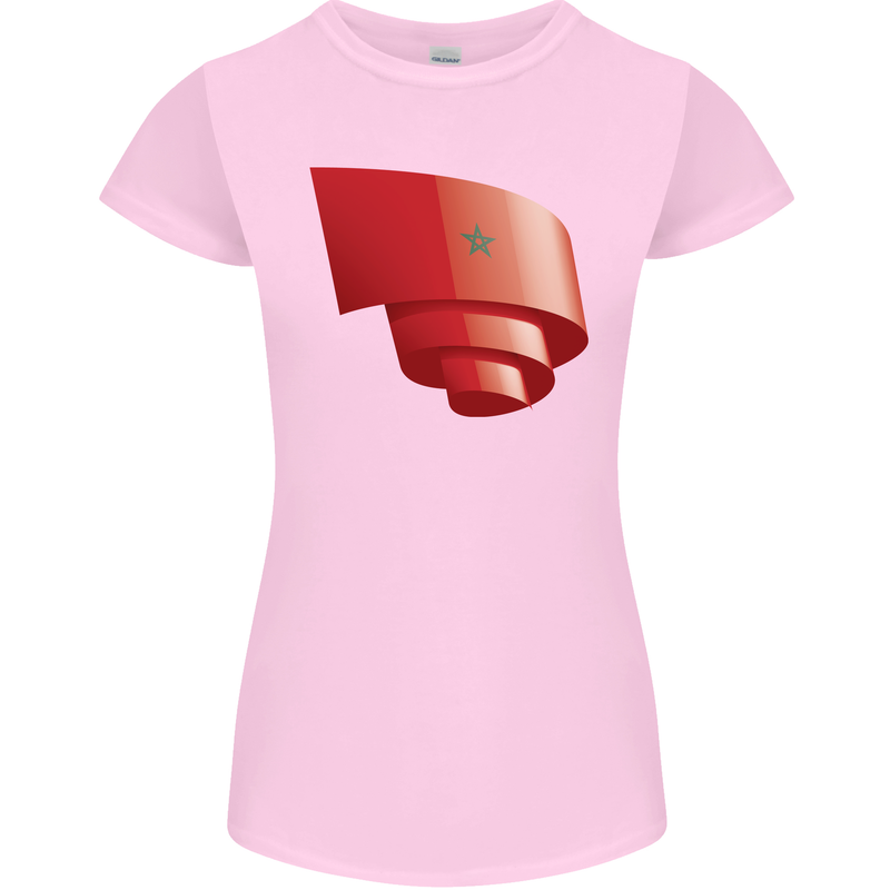 Curled Morocco Flag Moroccan Day Football Womens Petite Cut T-Shirt Light Pink