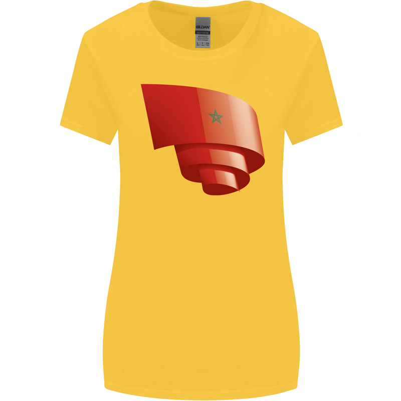 Curled Morocco Flag Moroccan Day Football Womens Wider Cut T-Shirt Yellow